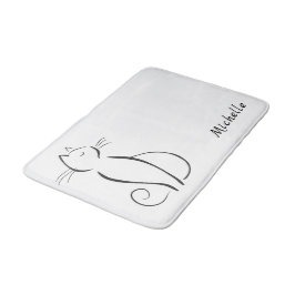 ホワイトアドオン名のミニマル黒猫 バスマット