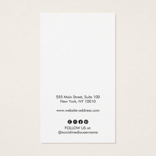 ホワイトアドロゴソーシャルメディアのイヤリングディスプレイカード (裏面)