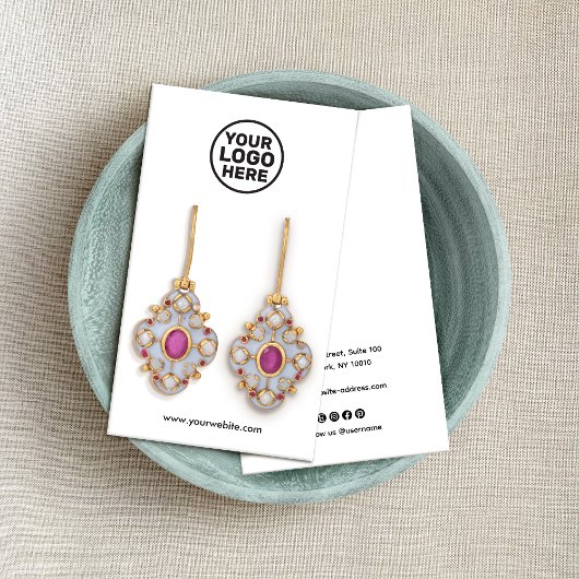 ホワイトアドロゴソーシャルメディアのイヤリングディスプレイカード