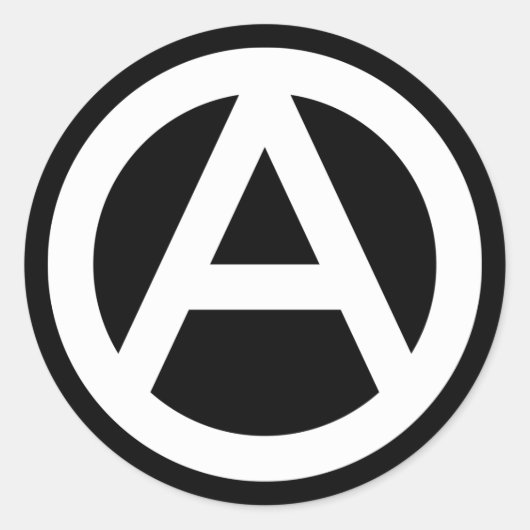 ホワイトアナーキー記号クラシックラウンドステッカー ラウンドシール (正面)