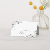 ホワイトアネモネスとバラパーソナライズされたズ結婚ズ プレイスカード (正面)