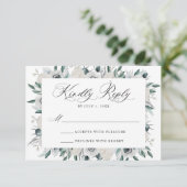 ホワイトアネモネスとバラフローラウェディングRSVPカード 出欠カード (スタンド正面)
