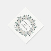 ホワイトアネモネスとバラ結婚ズ スタンダードカクテルナプキン (角)