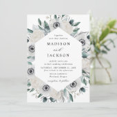 ホワイトアネモネスとバラ結婚フローラ 招待状 (スタンド正面)