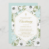 ホワイトアネモネスブルーフローラボーイ《キリスト教》洗礼式や命名式 招待状 (正面/裏面)