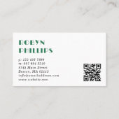 ホワイトアネモネス緑レトロフォントQRコード 名刺 (裏面)