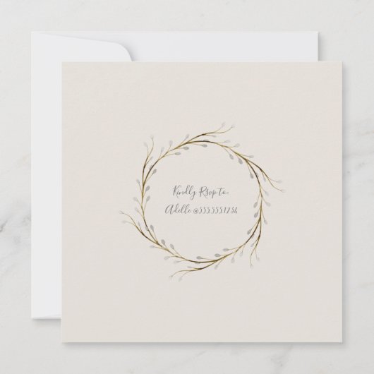 ホワイトアネモネトゥウィーンファーンユーカリプタスバースデーパーティー 招待状 (裏面)