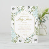 ホワイトアネモネフローラ男女兼用ベビーシャワー 招待状 (スタンド正面)