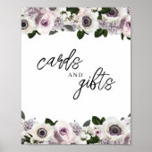 ホワイトアネモンと紫のフローラカードとギフト ポスター (正面)