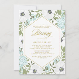 ホワイトアネモンスブルーフローラベビー賛美ズ 招待状