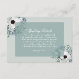 ホワイトアネモンスージグリーン結婚詳細カード エンクロージャーカード