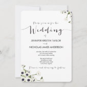 ホワイトアネモンフラワーヴィンテージウェディング招待状 招待状 (正面)