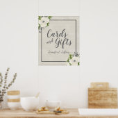 ホワイトアネモン結婚フローラのカードとギフトのサイン ポスター (キッチン)