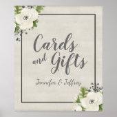 ホワイトアネモン結婚フローラのカードとギフトのサイン ポスター (正面)