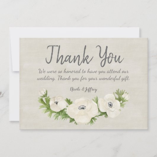 ホワイトアネモン結婚フローラサンキューカード サンキューカード (正面)