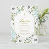 ホワイトアネモーンズブルーフローラ男の赤ちゃんバウティゾ 招待状 (スタンド正面)