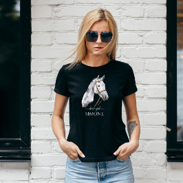 ホワイトアパロオーサ馬ポートレート女性のカーボーイ馬術 Tシャツ