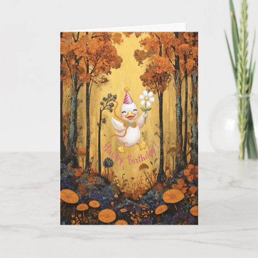 ホワイトアヒルが子供を願うハッピーバースデーカード シーズンカード (正面)