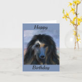 ホワイトアフガンハウンド カード (黄色い花)