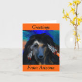 ホワイトアフガンハウンド カード (黄色い花)