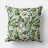 ホワイトアマリリスとスノードロップズ冬装飾用クッション クッション (正面)