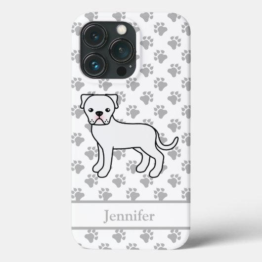 ホワイトアメリカンブルドッグのキャラクタードッグと名前 Case-Mate iPhoneケース (裏面)