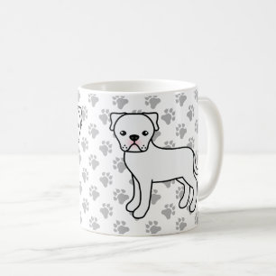 ホワイトアメリカンブルドッグ かわいい カートゥーン 犬 コーヒーマグカップ