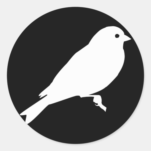 ホワイトアメリカン・ゴールドフィンチのシルエット ラウンドシール (正面)