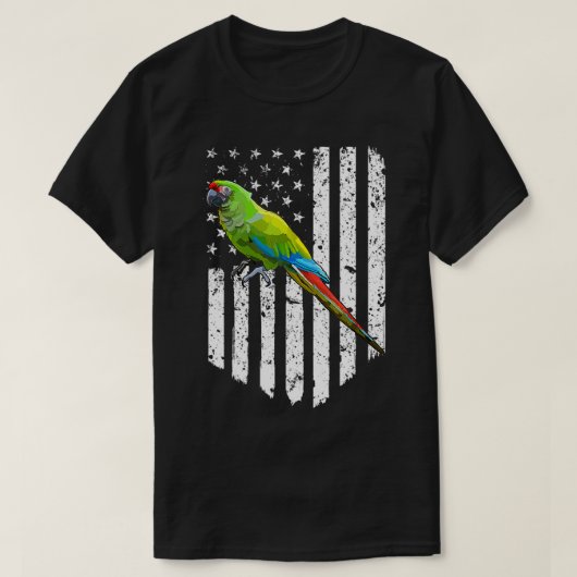 ホワイトアメリカ国旗の軍隊マコーバード7月4日 Tシャツ (デザイン正面)