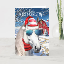 ホワイトアラビアンホースおもしろいマーレクリスマス シーズンカード