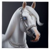 ホワイトアラビアンホースポートレート タイル (正面)