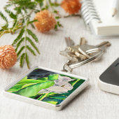 ホワイトアラムリリー水色熱帯フローラ キーホルダー (側面)