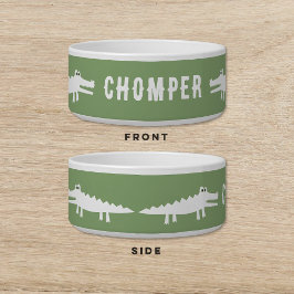 ホワイトアリゲーターグリーンドッグキャットペット ボウル