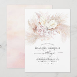 ホワイトアンスリウムとパンパスグラスのエレガントな結婚式 招待状