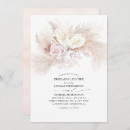 ホワイトアンスリウムとパンパスグラスリハーサルディナー 招待状