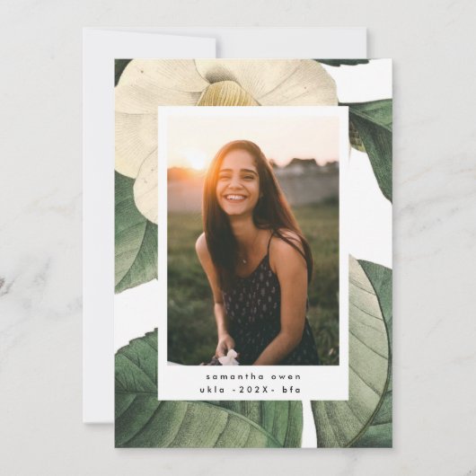 ホワイトアンティークフラワーフォトユニバーシティグラード 案内状 (正面)