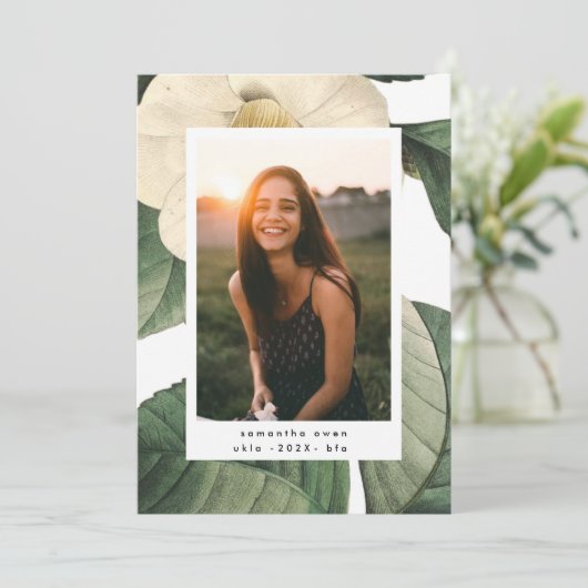 ホワイトアンティークフラワーフォトユニバーシティグラード 案内状 (スタンド正面)