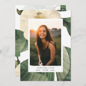 ホワイトアンティークフラワーフォトユニバーシティグラード 案内状 (正面/裏面)