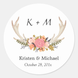 ホワイトアントラーフローラ新婦結婚ズモノグラム ラウンドシール