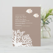 ホワイトアンドアイボリー熱帯サンゴ結婚式招待状 招待状 (スタンド正面)