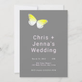 ホワイトアンドイエローバタフライ結婚式招待状 招待状 (正面)