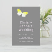 ホワイトアンドイエローバタフライ結婚式招待状 招待状 (スタンド正面)