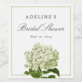 ホワイトアンドグリーンアジサイエレガントブライダルシャワー ワインラベル (シングルラベル)