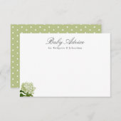 ホワイトアンドグリーンアジサイベビーアドバイス 出欠カード (正面/裏面)