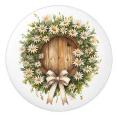 ホワイトアンドグリーンデイジードアリース セラミックノブ (正面)