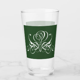 ホワイトアンドグリーンフローリッシュバラ タンブラーグラス