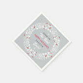 ホワイトアンドグレークリスマスリースハッピーホリデイズ スタンダードカクテルナプキン (角)