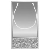 ホワイトアンドグレーグリッター誕生日 スモールペーパーバッグ (裏面)