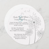 ホワイトアンドグレーダンデリオンサークル結婚式招待状 招待状 (正面/裏面)