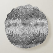 ホワイトアンドグレーディスコグリッタープリント ラウンドクッション (裏面)